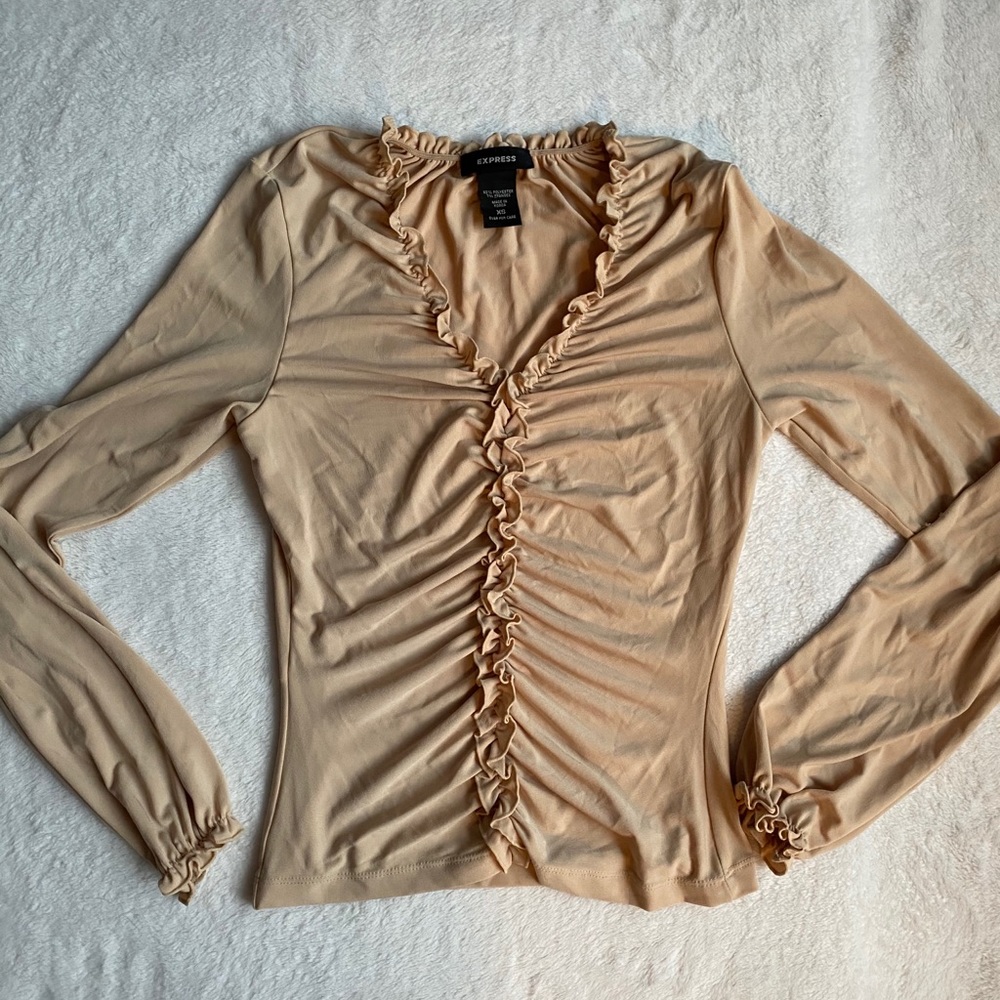 Express Nude Rouched Long Sleeve